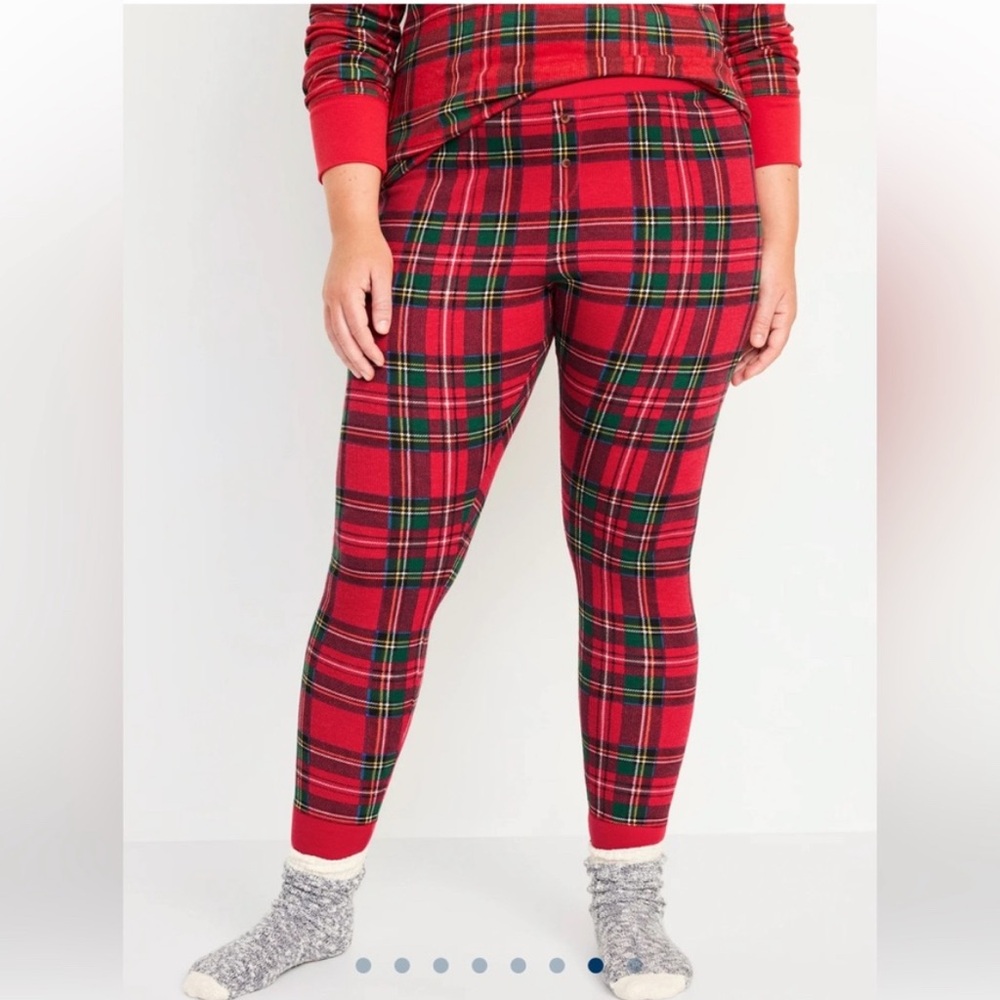 🆕 Old Navy Women’s Plaid Waffle Knit Pajama PJ Sleep Leggings Pants Bottoms XXL